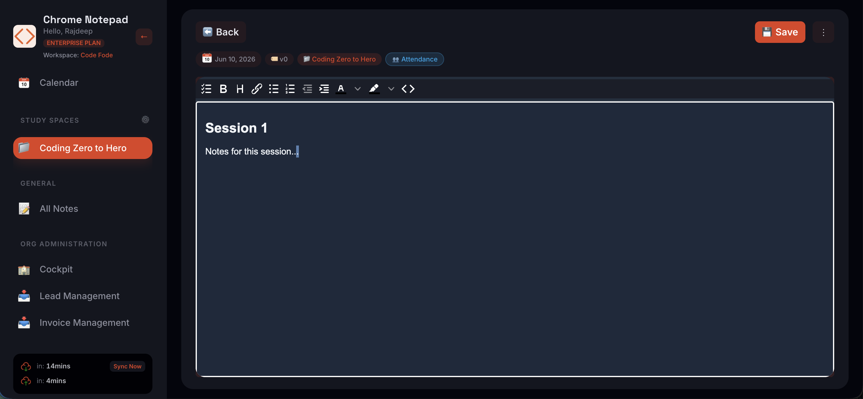 Session Notes
